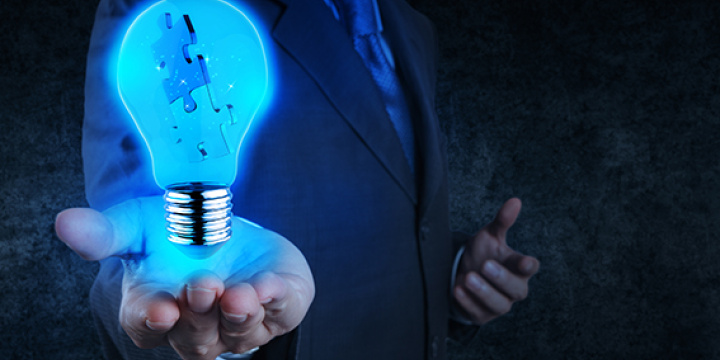 Man holding lightbulb